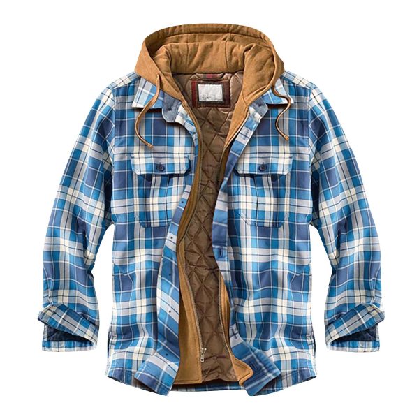 Men's plaid quilted shirt jacket - Image 2