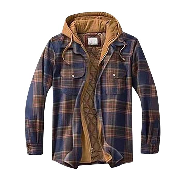 Men's plaid quilted shirt jacket - Image 3