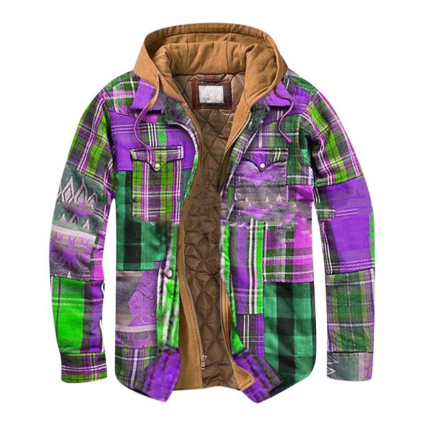 Men's plaid quilted shirt jacket - Image 5