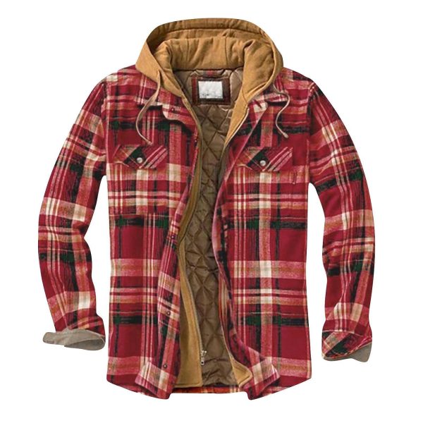 Men's plaid quilted shirt jacket