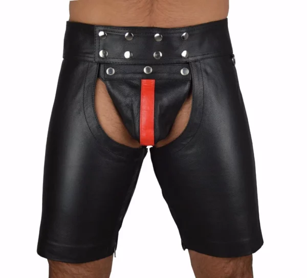 Men's Faux Leather Gladiator Shorts Lace-Up with Metal Stud Accents - Image 2