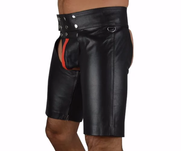 Men's Faux Leather Gladiator Shorts Lace-Up with Metal Stud Accents - Image 3