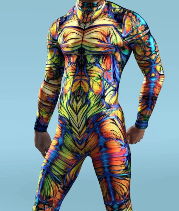 Vibrant Psychedelic Full Body Compression Wetsuit for Water Sports - Image 2