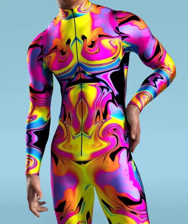 Vibrant Psychedelic Full Body Compression Wetsuit for Water Sports