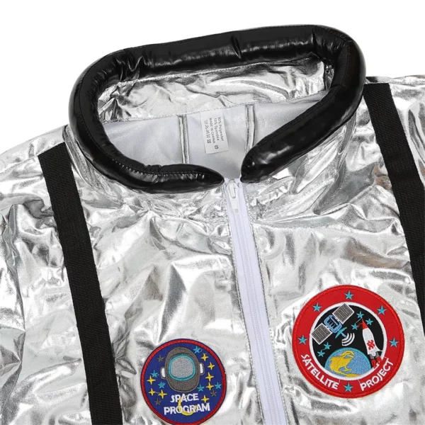 Authentic Astronaut Silver Space Suit Replica with Embroidered Patches - Adult Plus Size Cosplay Costume for Space Explorers - Image 3