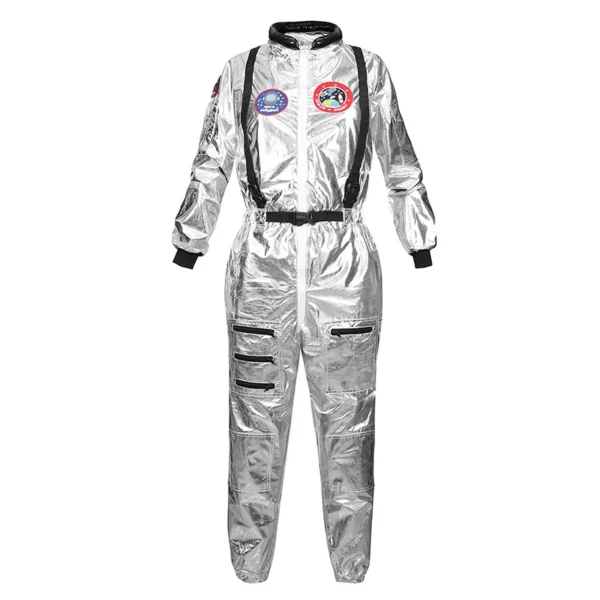 Authentic Astronaut Silver Space Suit Replica with Embroidered Patches - Adult Plus Size Cosplay Costume for Space Explorers