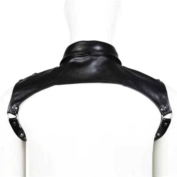 Men's Adjustable Leather Shoulder Harness with Metal Accents - Bold Chest Accessory - Image 3