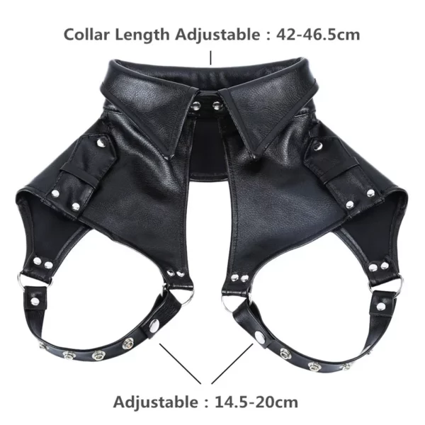 Men's Adjustable Leather Shoulder Harness with Metal Accents - Bold Chest Accessory - Image 6