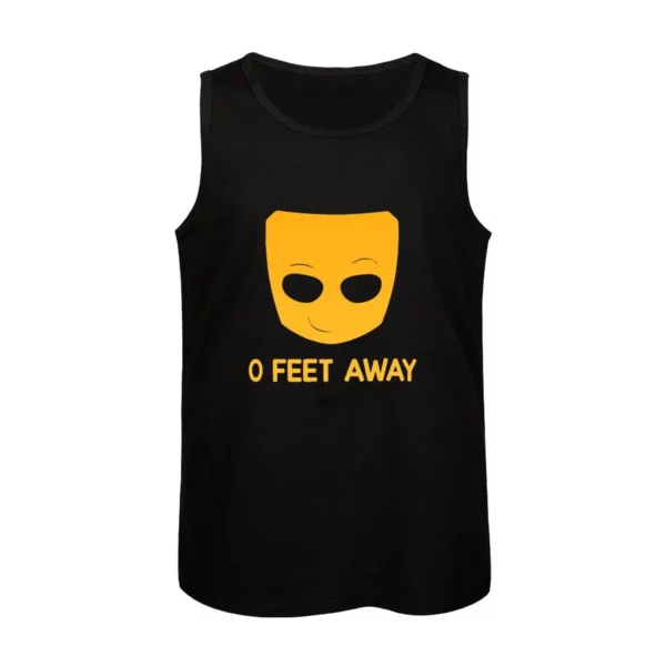 Men's Alien Face Graphic Muscle Tank Top - Casual Sleeveless Shirt with Bold 0 Feet Away Social Distancing Humor in Black - Image 4