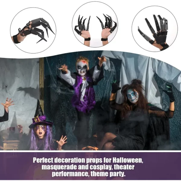 Halloween Articulated Fingers Scary Fake Fingers Skeleton Hand Cosplay Finger Glove Realistic Horror Ghost Claw Prop Party Decor - Image 3