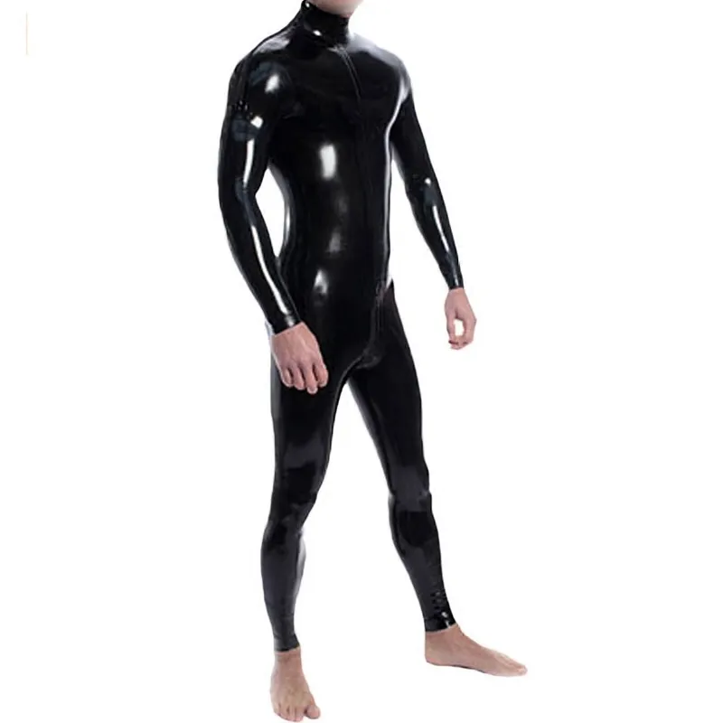 Flexible Latex Unisex Catsuit Zipper Detail