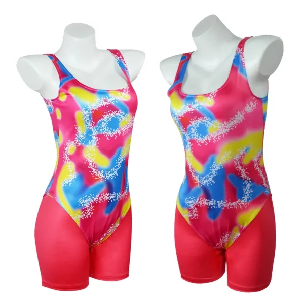 Vibrant Neon Unisex Festival Dance Outfit with Retro-Inspired Fitness Bodysuit and Matching Accessories Set - Image 2