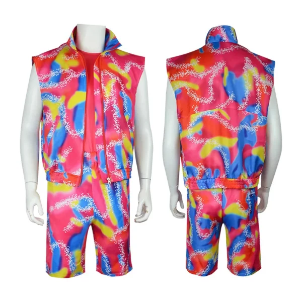 Vibrant Neon Unisex Festival Dance Outfit with Retro-Inspired Fitness Bodysuit and Matching Accessories Set - Image 3