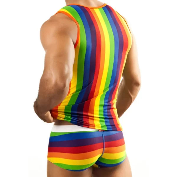 Rainbow Stripe Tank Top & Boxer Briefs Set - Vibrant Pride Activewear - Image 2