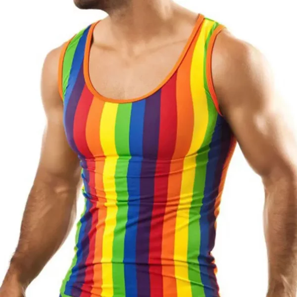 Rainbow Stripe Tank Top & Boxer Briefs Set - Vibrant Pride Activewear - Image 3