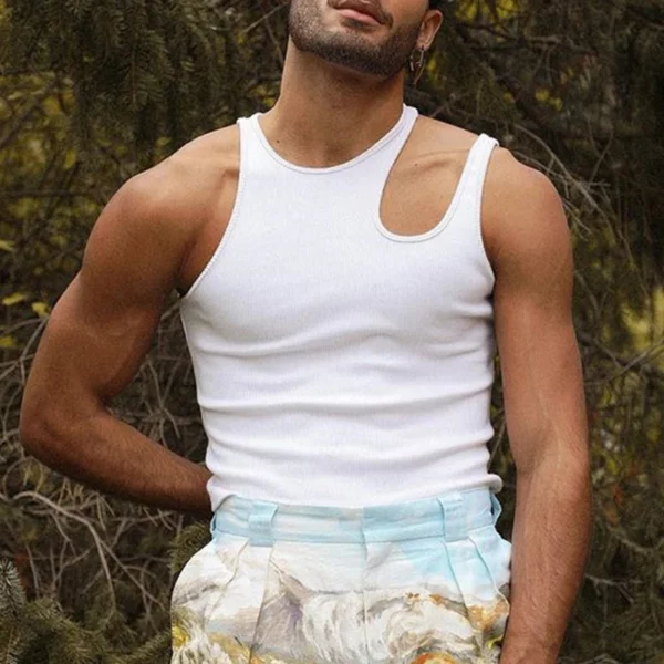 Men's Classic Cotton Tank Top & Abstract Shorts Set - Versatile Outdoor Wear S-4XL