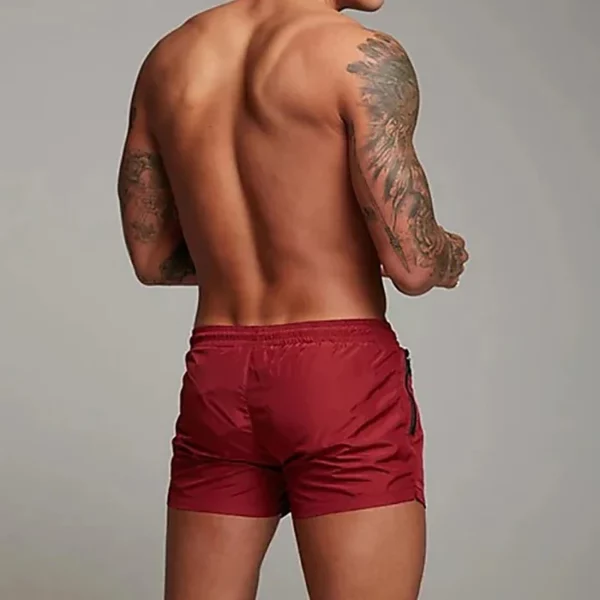 Men's Red Swim Shorts with Zipper Pockets & Mesh Lining - Quick-Dry Beachwear - Image 2