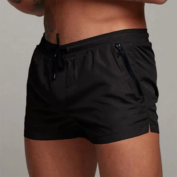 Men's Red Swim Shorts with Zipper Pockets & Mesh Lining - Quick-Dry Beachwear - Image 3