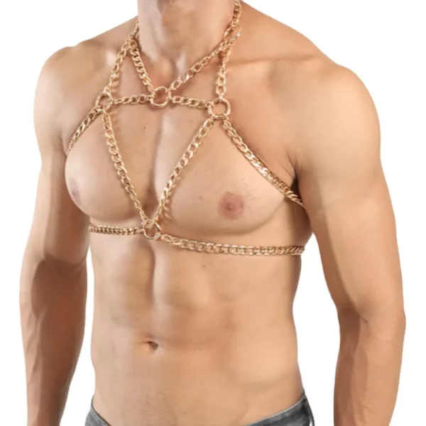 Men's Bold Silver Stainless Steel Body Chain Harness - Avant-Garde Fashion Accessory for Parties and Festivals - Image 4