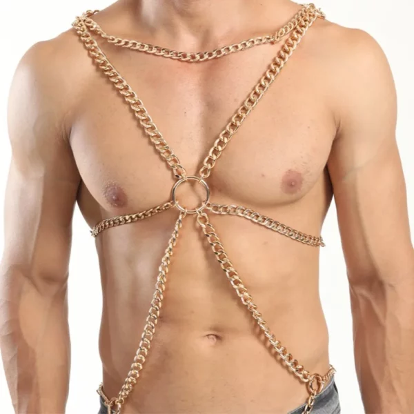 Men's Bold Silver Stainless Steel Body Chain Harness - Avant-Garde Fashion Accessory for Parties and Festivals - Image 6