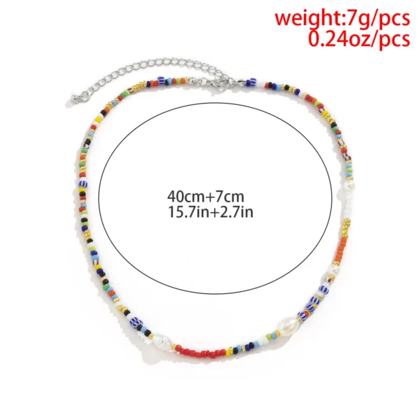 Boho Chic Beaded Choker with Freshwater Pearls - Multicolor Bohemian Necklace - Image 6