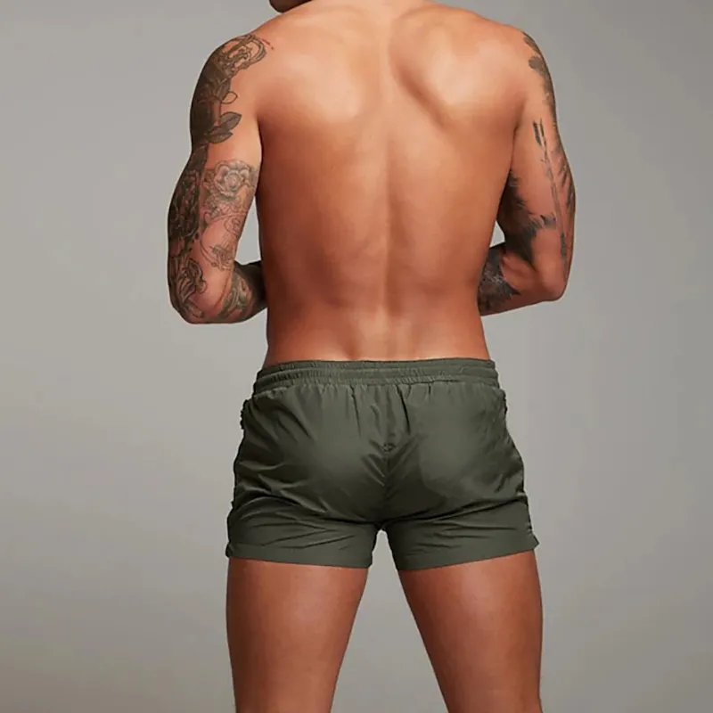 Men's Maroon Athletic Swim Shorts - Back View