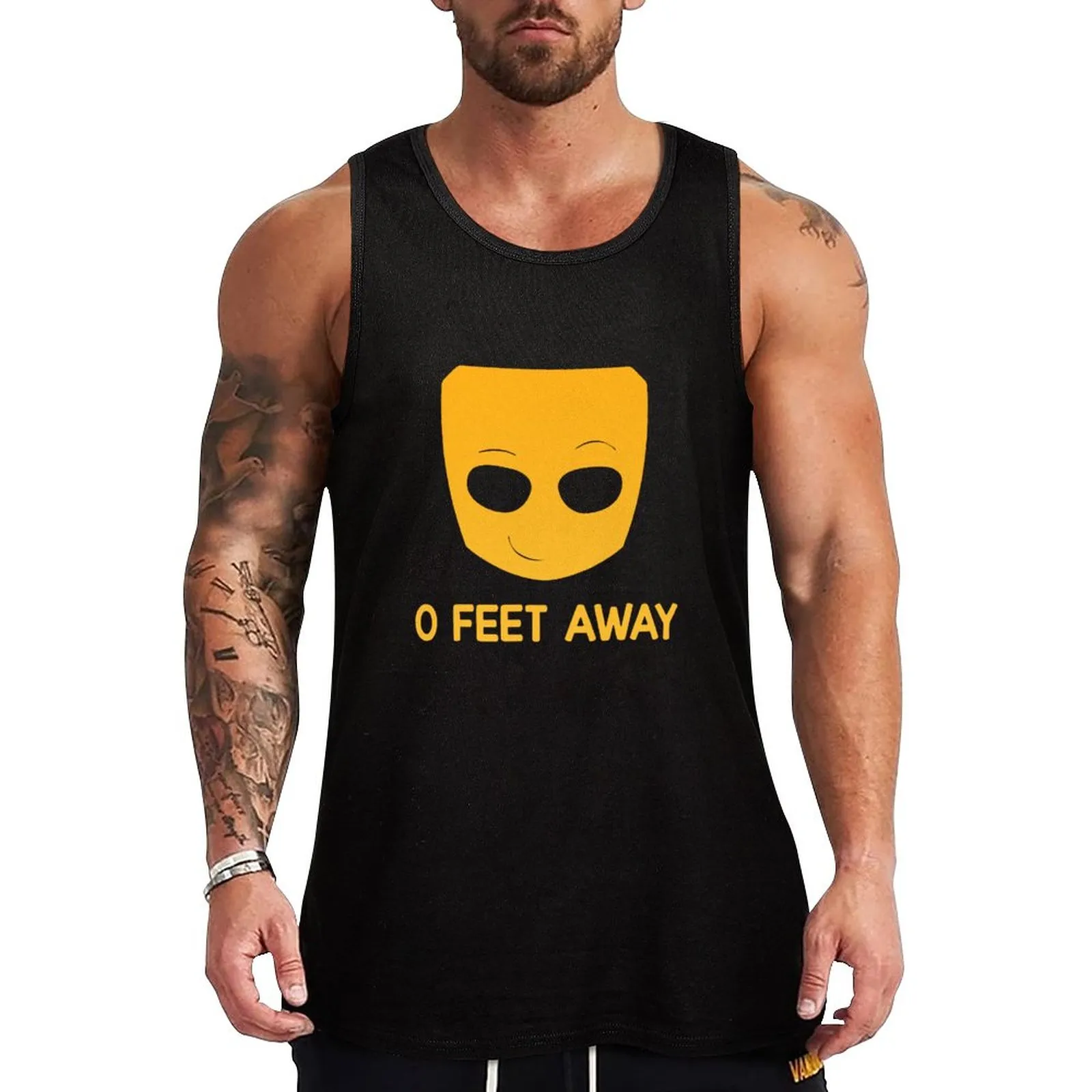 Frontal view of Men's Alien Face Graphic Muscle Tank Top