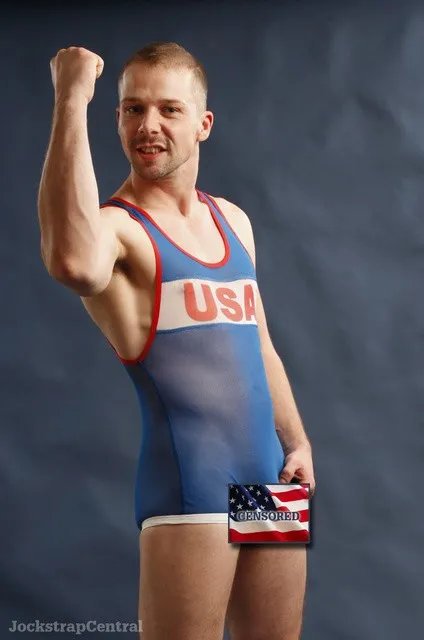 Athlete Ready for Competition in Patriotic Athletic Singlet