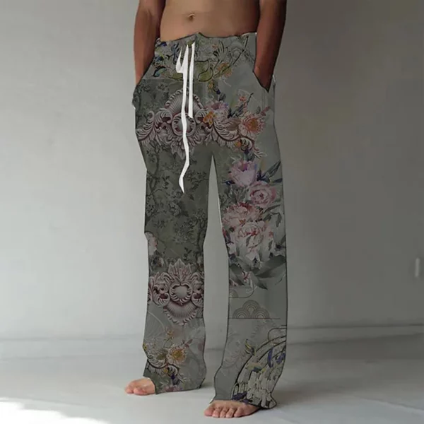 Bohemian Floral Drawstring Lounge Pants Wide-Leg XS-8XL - Image 2