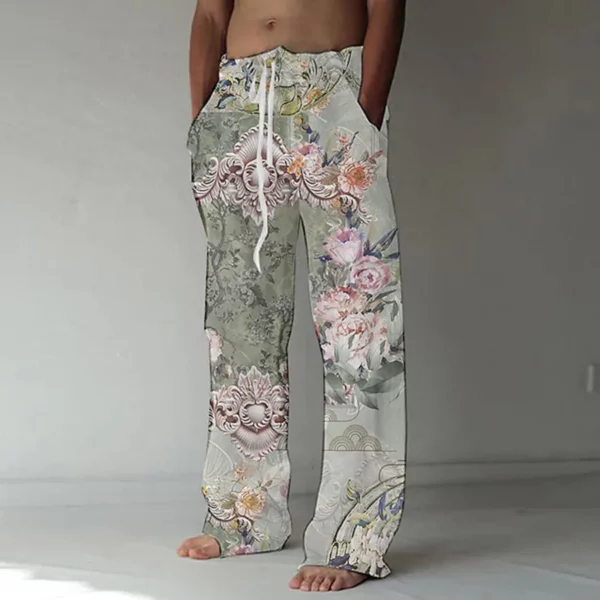 Bohemian Floral Drawstring Lounge Pants Wide-Leg XS-8XL - Image 4