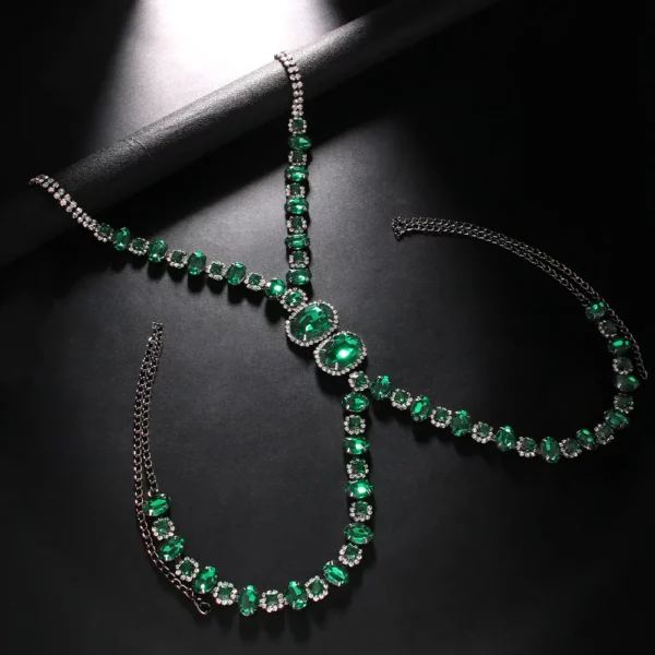 Emerald Elegance Essence: Luxury Green Gemstone & Diamond Necklace - Image 5