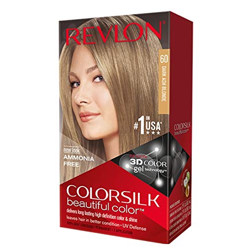 Revlon Colorsilk Beautiful Color, 60 Dark Ash Blonde, Ammonia-Free Permanent Hair Dye 