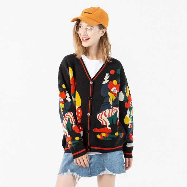 Embroidered Magic Clown Sweater Retro Style Cardigan Top - Image 4