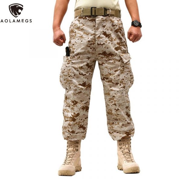 Men's Military Cargo Pants Solid Tactical Camo Trousers Casual Loose