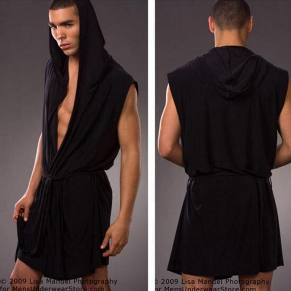 Sexy pajamas sleepwear Silk pijama hombre hooded bathrobe men bath 5 color set Summer dress bath robe with briefs - Image 4