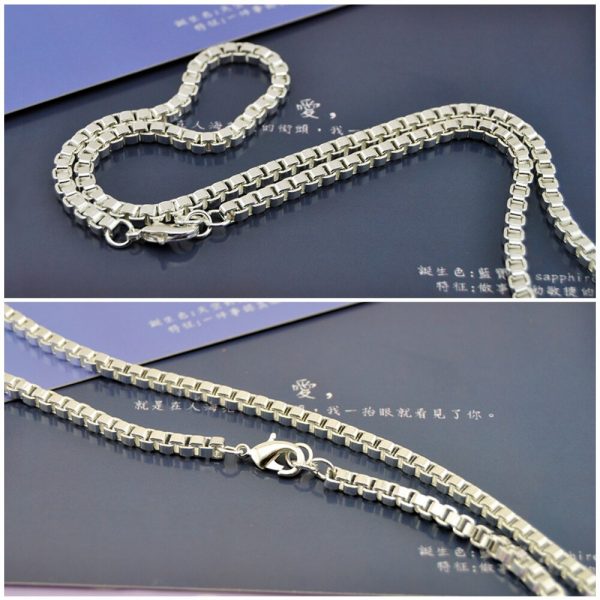 Classic Really 100% 925 Sterling Silver Box Chain Necklace Fashion Men & Women 3mm 18-26 inch Choker Hip-hop Punk Jewelry - Image 6