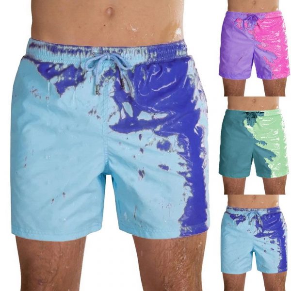 Color-Changing Swim Trunks Change Color Beach Shorts Summer Men and Kids Swimming Trunks Quick Dry Bathing Shorts Beach Pant