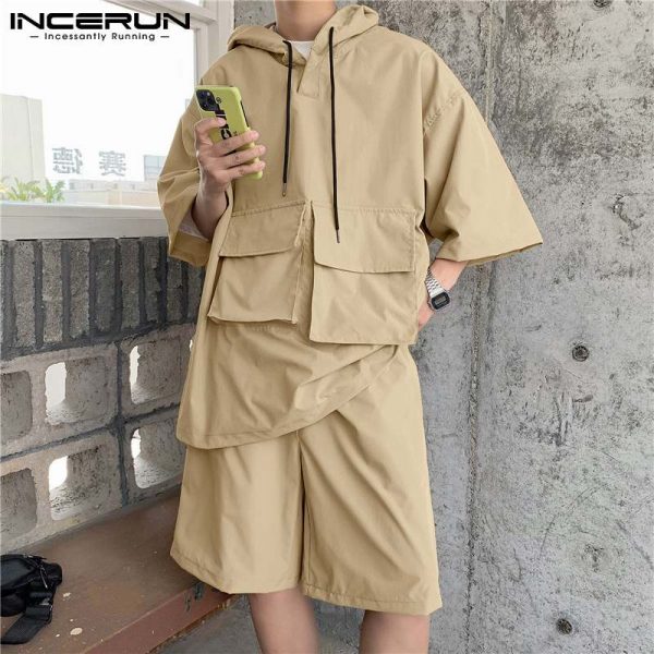 Topographic Mens Solid Color Multi Pockets  Cargo Suit