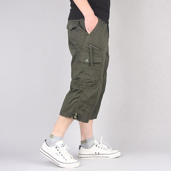 Men's Shorts Man Oversize Cargo Pants Multi-Pocket Military Cropped Trousers - Image 3