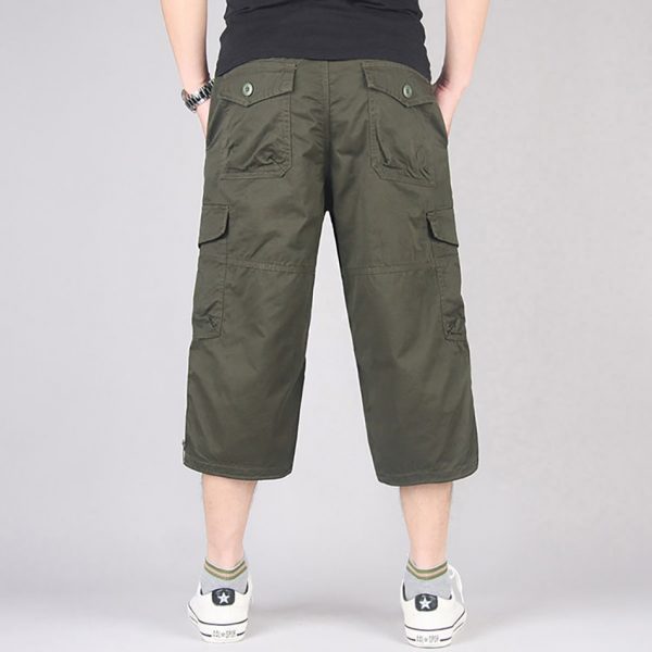 Men's Shorts Man Oversize Cargo Pants Multi-Pocket Military Cropped Trousers - Image 4