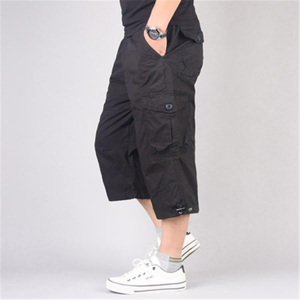 Men's Shorts Man Oversize Cargo Pants Multi-Pocket Military Cropped Trousers - Image 5