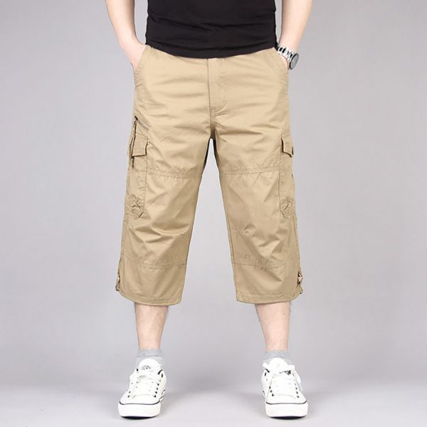 Men's Shorts Man Oversize Cargo Pants Multi-Pocket Military Cropped Trousers