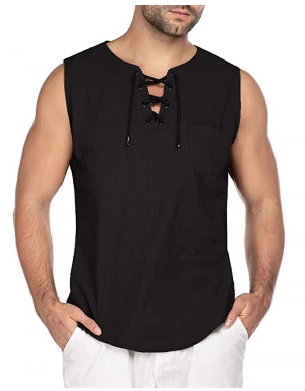 Men's Summer Tank Tops Cotton Linen Tee - Image 2