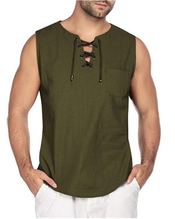 Men's Summer Tank Tops Cotton Linen Tee - Image 3