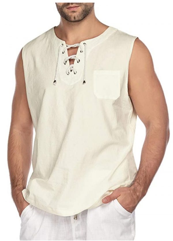 Men's Summer Tank Tops Cotton Linen Tee - Image 4