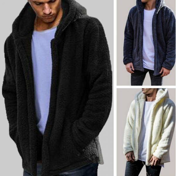 Men's Fashion 2018 Winter Warm Fleece Fur Jackets - Image 5