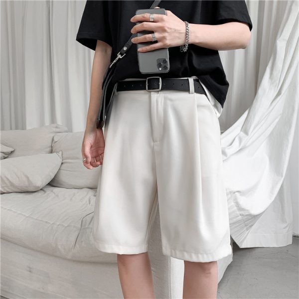 Summer Mens Korean Shorts Solid Black Beige - Image 3