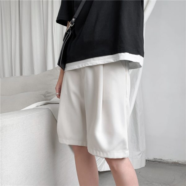 Summer Mens Korean Shorts Solid Black Beige - Image 5