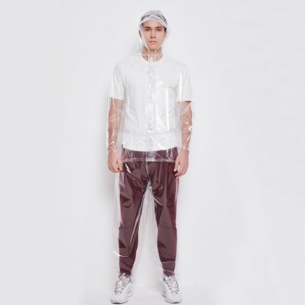 Good Quality Transparent Waterproof Raincoat Women Men Jacket Pants - Image 2