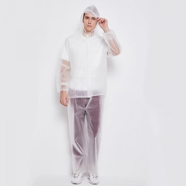 Good Quality Transparent Waterproof Raincoat Women Men Jacket Pants - Image 5